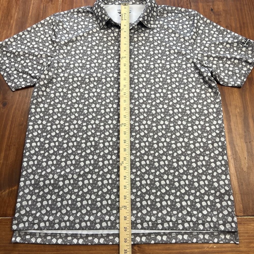 Straight Down Performance Golf Polo‎ Shirt Men's Large Gray Bourbon Bottle Print - Picture 6 of 12